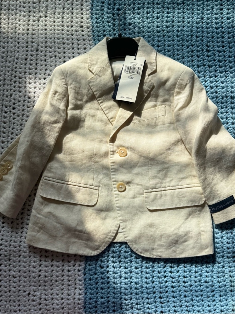 Polo Ralph Lauren Boys Cream Linen Blend Blazer - Elegant Dress Jacket
